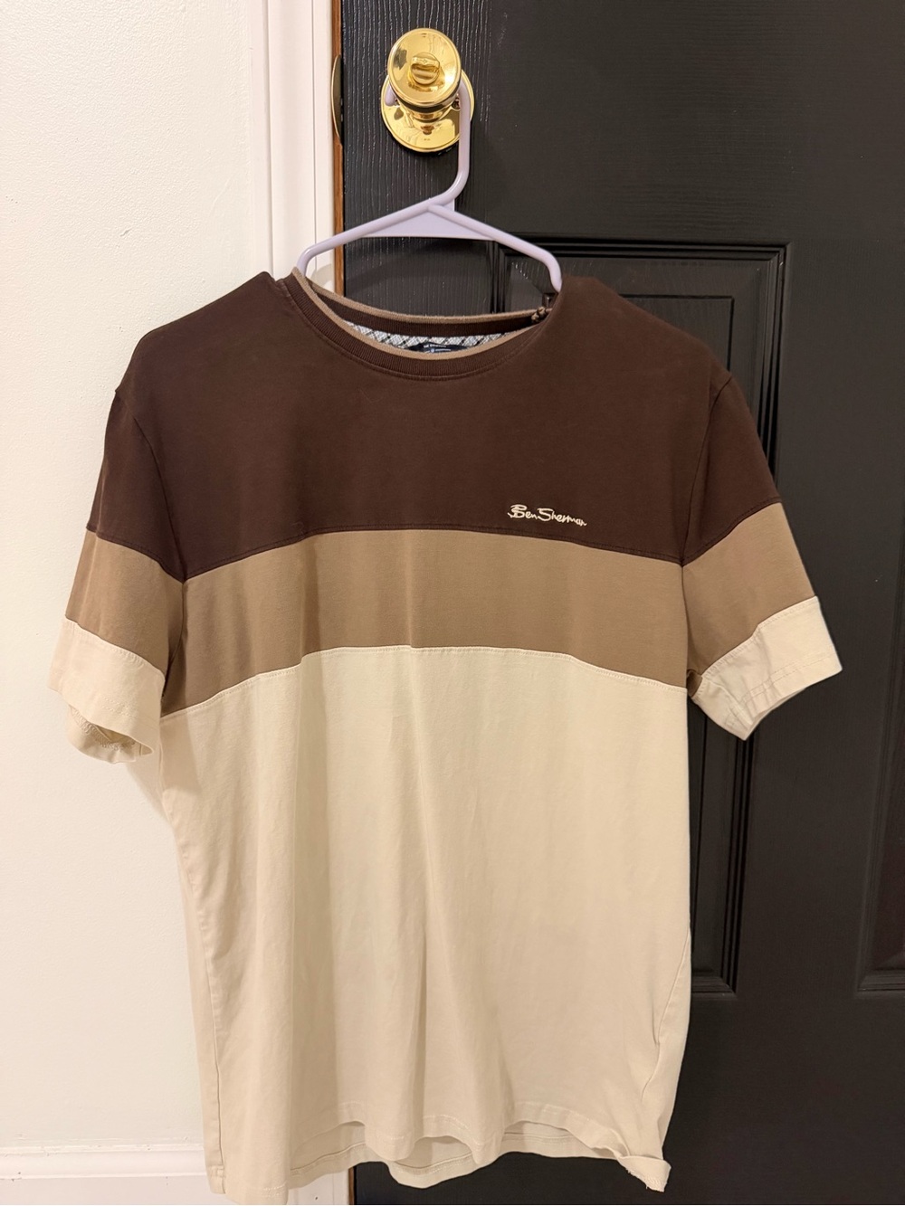 Ben Sherman Short-Sleeve Colorblock Tee in Brown, Tan & Cream